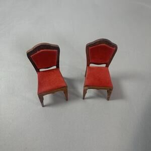 Dollhouse furniture Fabric Chairs set of two wooden